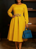 Fongt Women's New Round-Necked Long-Sleeved Three-Dimensional Flower Dresses For African Dresses In Autumn/Winter 2025