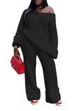 Fongt New Women's Wear Casual Solid Color Loose Knit Suit-Outfit
