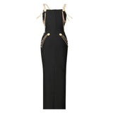 Summer New Chain Diamond Body Tight Black Slings With Dressing Dress Heavy Industry