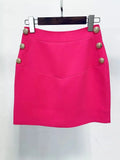 STREET New Fashion 2023 Designer Women Metal Lion Buttons Mini Skirt Hot