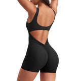 Fongt Bare Back One-Word Collar Sleeveless Jumpsuit Folded Three-Point Jumpsuit Woman