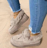 New Winter Ankle Boots Cow Suede Leather Snow Boots Plush Natural Fur Warm Slip-on Ladies Shoes Flats Plus Size