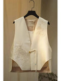 Small Man Has A Unique Foreign Style And A Chic Coat With A Super High Sense. The New Chinese Style White Waistcoat Is A Woman In Spring And Autumn.-Outfit