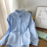Fongt Gentle Wind Loose Soft Milk Powder Folded Chic Small White Shirt Women's Spring Casual Top