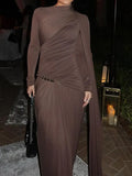 Fongt Temperament Dress Autumn 2025 New Solid Color Trim High-End Design Metal Decorative Dress Women's