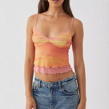 Fongt Sweet Fresh Sling Vest Women Summer Body Set Up Short Net Red Summer Breasts