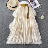Fongt Half-Dress Women's Dress 2025 Summer Small In The Long Leisure High-Rise Display Thin Pendulum Ponve Egg