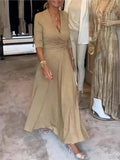 Fongt And Autumn 2025 Elegant Waist Dress Fine Flashy Deep V Sexy Dress