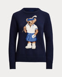 Fongt Autumn/Winter Casual Bear Embroidered Round Collar Collar Cotton Knitted Sweater For Adult Women Long-Sleeved Sweater Couple