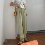 Spring Summer Straight Wide Leg Pants Elegant Office Lady Casual Trousers Length