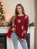 Fongt And Winter New Christmas Knitted Cartoon Man Embroidered Round Collar Sweater Women's Top
