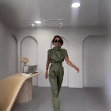 Fongt 2023 Summer New Personality Shoulder System Shows A Thin Waist Belt Decorative Pants Suit-Outfit