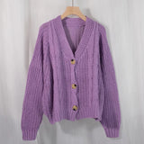 New 2021 Winter Spring Women's Sweaters V-Neck Buttons Cardigans Oversize Fashionable Korean Ladies Knitwears