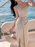 Midi Dress Summer New 2023 Women Spaghetti Strap Sexy Bodycon Ladies Elegant Evening Party Female Prom Robe