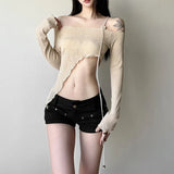 Fongt Summer New Women's Clothing Sexy Pure Hot Babes Wind Inclined Irregular Design Short-Term Open-Enavel Top