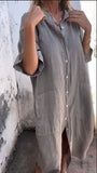 Fongt New Spring And Summer Loose Leisure Sleeve Cotton Shirt Dress