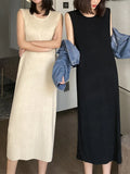 New 2022 Sundress Knitting Bottoming Sleeveless Elegant Vintage Fashionable Spring Summer Women Long Dress