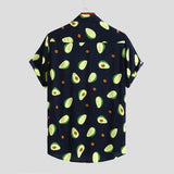 Hawaii Avocado Printed Shirts for Men Casual Loose Tropical Hawaiian Short Sleeve Shirts High Quality Button Down-Outfit