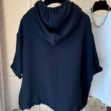 T Shirts Women Summer Hooded Short Sleeve T-shirt French Thin Tops Fashion Loose Design Niche Hoodie Tshirt Woman