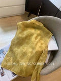 Chinese Style Golden Yellow National Style Sleeveless Vest With Sleeveless Collar Temperament Retro Show Thin Folded Vest-Outfit