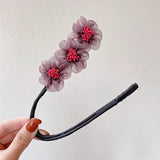 Women Elegant Bud Chiffon Flowers Bun Maruko Hairstyles Making Long Tools Sweet Headband Hairbands Fashion Hair