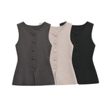 Fongt And Winter New Soft Buckle Vest Top 5039394