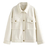 2021 New Autumn Winter Fashion Short Coat Women Loose Shirt Coat Casual Solid Ladies Coat Solid Lapel