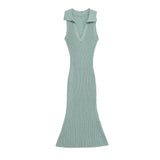 Fongt Homemade New Women's Classic V-Neck Sleeveless Long Sleeve Dress 8779175