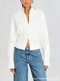 Fongt Women's New White Short T-Shirt Irregular Fashion Shirt
