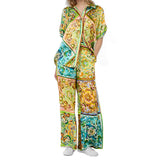 Fongt Women's Hot Flower Printing Tie With Short-Sleeved Fashion Suit