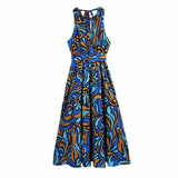 Chic Printing Long Holiday Women's Dress 2021 Summer Harajuku Western Style Female