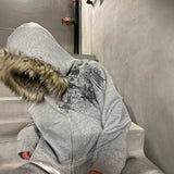 Fongt New Solid Zipper Hoodie Hoodie High Street Thair Hat Coat Jacket