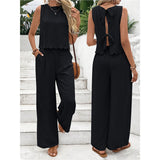 Fongt Summer Women's Fashion Ice Silk Sleeveless Vest Casual Pants Set New