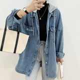 Jacket Women'S Hooded Long-Sleeved Spring And Autumn New Style Loose Korean Mid-Length