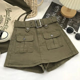 Summer Safari Style Women Denim Pantskirt High-waist Short Slim A-line Jean Skirts Lady Anti-expose Lining Wide-leg