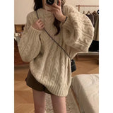 Fongt Version Of The New Soft-Mascued Knitting Coat On The Head Of The Lazy Windy Loose Sweater Coat Women's Large Size Autumn And Winter Fashion