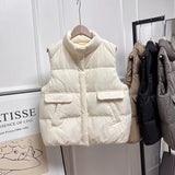 Women Winter Down Vest Stand Collar Female Gilet Sleeveless Thick Puffer Parkas Ladies Waistcoat 90% Duck Down