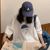 Large-Size Women's Wear Ins Loose White Oversize Design Short-Sleeved T-Shirt-Outfit