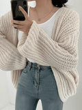 Open Front Long Sleeve Knit Cardigan-Outfit