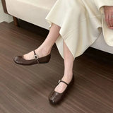 Fongt Round Head Light Mouth Mary Jane Shoes Women 2025 New Spring And Summer Word With Flat Bottom Simple Women's Singles Shoes With Skirt
