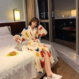 Fleece Nightgown Women Winter Flannel Plus Velvet Warmth Princess Long Sweet Bathrobe Spring Autumn