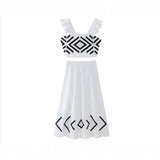 Fongt Women's Clothing Explosion Sleeveless Waveside Printed Vest Half-Skirt Suit