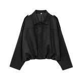 Fongt New Fashion Temperament Imitation Leather Effect Bomber Jacket 4344655