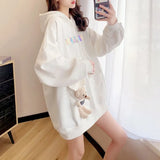 Winter Oversized Womens Hoodies Loose Sliming Pockets Bear Fashion Pullover Casual Hooded Jacket All-match Hoodie