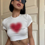 Fongt New Ins Summer Women's Sexy Print English Short T-Shirt Top