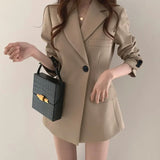 Fongt Shoulder Loose Thin Black Small Suit Jacket Woman 2025 New Korean Long-Sleeved Suit Top