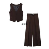 Fongt Women's Clothing 24 New Side Fork Vest Belt 100 Folded Casual Trousers