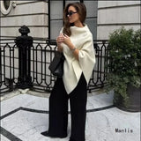 Fongt 2025 New French Minimalist Penitry Small Irregular Knitted Shawl Woman