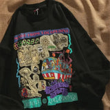 Green Funny Comics Hip Hop Sweatshirts Vintage Streetwear Graphic Hoodies O-neck Pullovers Goth Punk Style Teens Clothes-Outfit