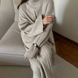 Fongt Sense Sweater Set (Without Neck) High-Collar Knitted Sweater Knitted Retro Loose Woman